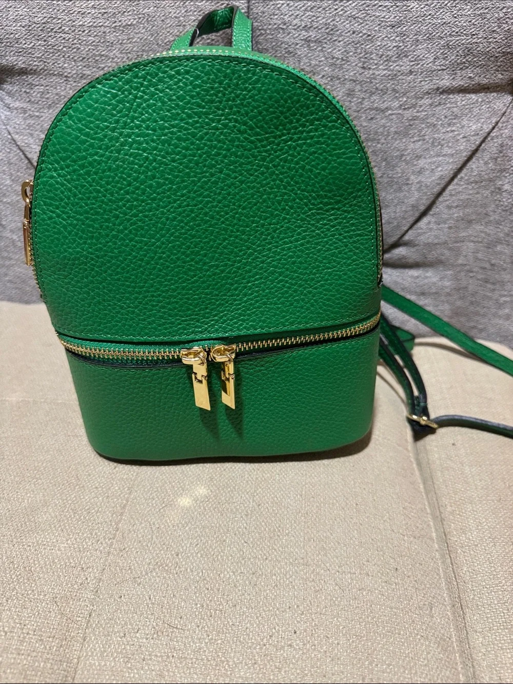 Green Mini 100% Leather Backpack